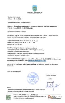 Obvestilo o poslovanju za stranke in obveznih zaščitnih ukrepih ob širjenju virusa COVID 19 (SARS-CoV-2)